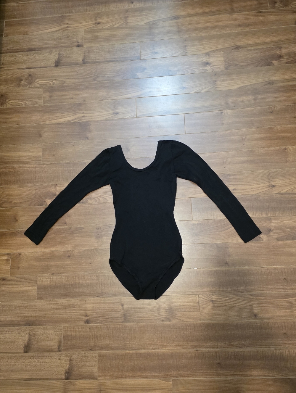 Black Long-Sleeve One-Piece Leotard